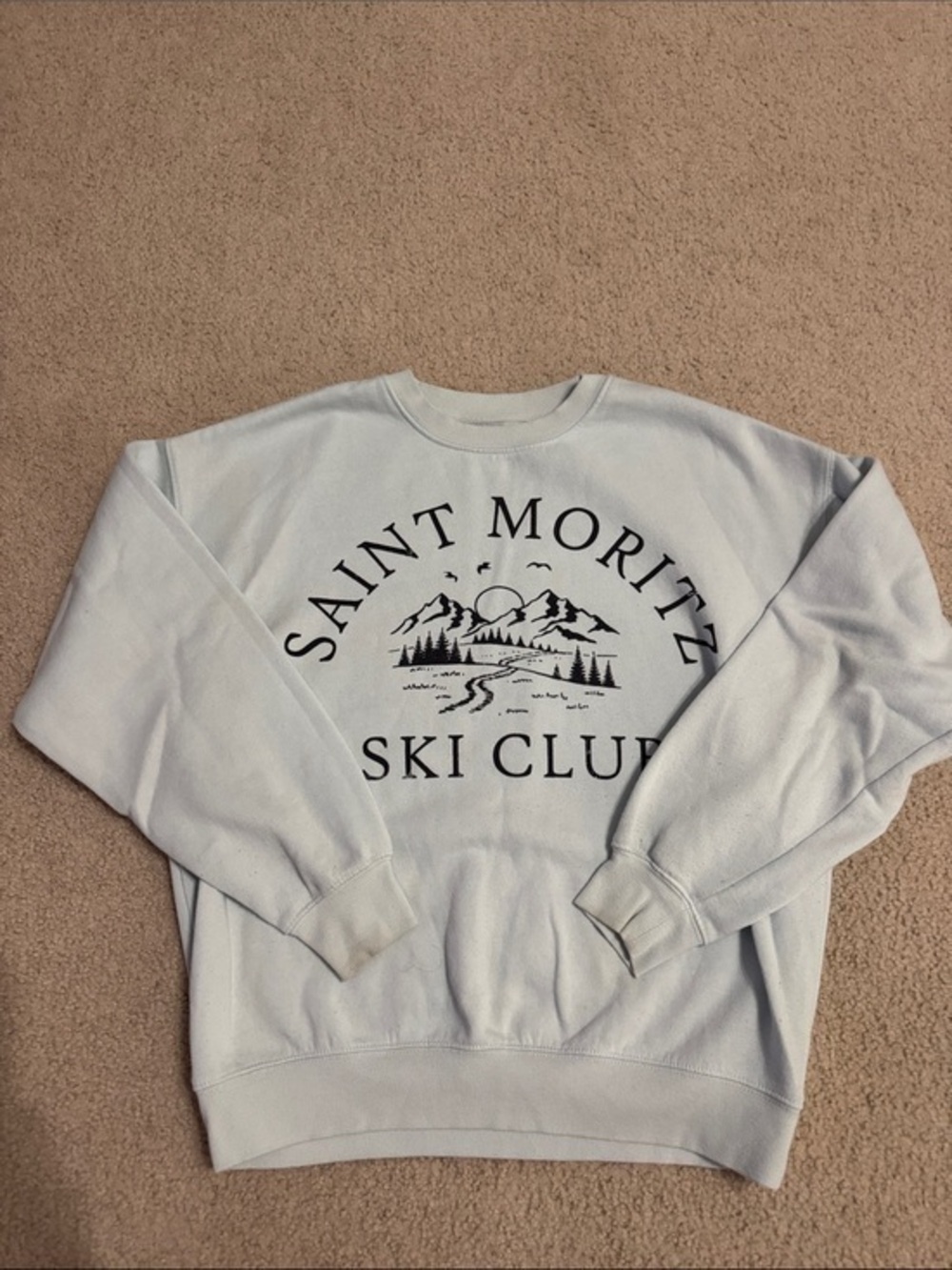 Goodie Two Sleeves Ski Club Blue Graphic Sweatshirt S
